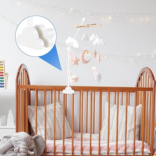 Wooden Baby Crib Mobile Arm 27.17 Inches Cloud Design Adjustable Baby Mobile Hanger for Crib Cot Bed Bassinet Wind Chimes Bed Bell Nursery(White) - Jamouz