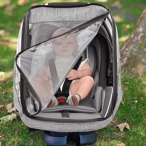 Stroller Rain Cover,Universal Stroller Accessory,Waterproof,Windproof Protection,Protect from Dust Snow,Baby Travel Weather Shield(Grey) - Jamouz