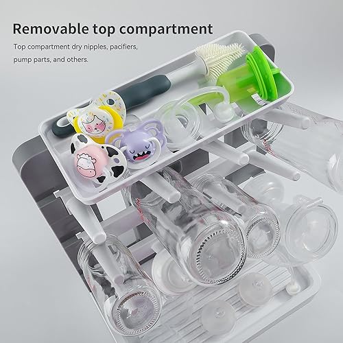 Baby Bottle Drying Rack, Vertical Standing Bottle Dryer Rack Holder-Space Saving Baby Bottle Drying Rack for Countertop-Holds Up to 12 Baby Bottles & Cup - Jamouz