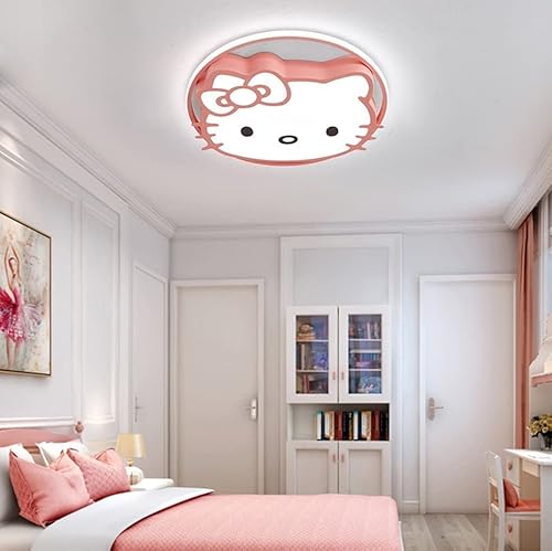 Children's room ceiling lamp girl bedroom LED dimming creative Kitty ceiling lamp acrylic lampshade boy baby child ultra-thin chandelier ceiling lamp simple cartoon children's lamp ( Color : Pink ) - Jamouz