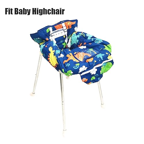Portable 2-in-1 Grocery Cart Seat Cover and Baby Highchair Cover (Navy Blue Dinosaur) - Jamouz
