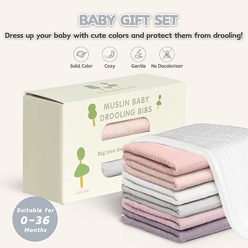 Susurration Muslin Baby Drool Bibs 6Pack Soft Triangular Adjustable Baby Bandana Bibs for Unisex Baby Girls & Boys - Jamouz