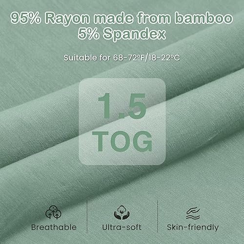 Rayon Made from Bamboo Toddler Sleep Sack with Feet, 1.5 TOG Sleeveless Toddler Sleep Sack, 2-Way Zipper - Jamouz