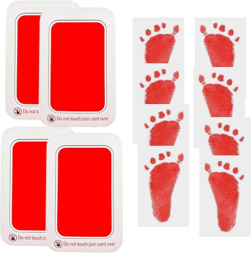 Baby Footprint and Handprint Kit, 2 Black Inkless Print Pads + 4 Imprint Cards, Dog Paw Print Kit Clean Touch Ink Pad Perfect Keepsake Gift for Newborns and Pets Printing Touch Imprints - Jamouz
