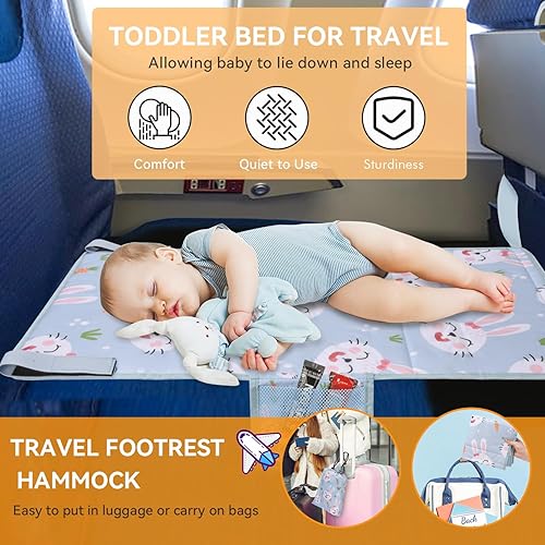 Toddler Airplane Bed, Airplane Seat Extender for Kids, Toddler Travel Essentials, Airplane Bed For Toddler, Toddler Airplane Travel Essentials, Baby Travel Essentials for Flying, Portable Plane Bed - Jamouz