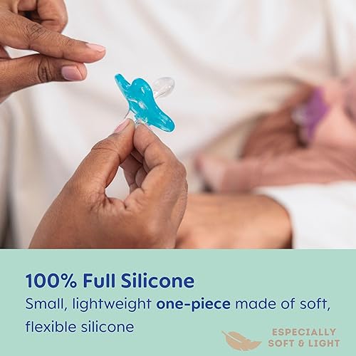 MAM Comfort Baby Pacifier, 100% Lightweight Silicone, Sterilizer Case, Girl, 0-3 Months, 2 Count (Pack of 1) - Jamouz