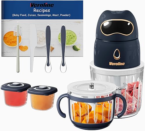 Baby Food Maker, 10-in-1 Baby Food Processor Set with 2 Glass Bowls (600ml+300ml), Baby Food Blender for Baby Puree, Fruit, Meat, Vegatable, Baby Food Storage Containers, Baby Essentials - Jamouz