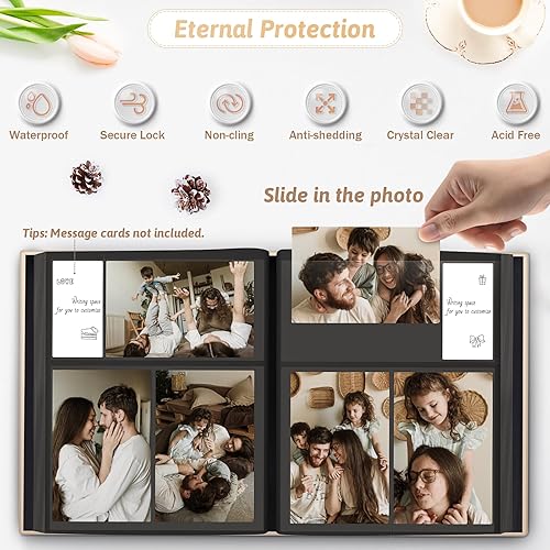 Popotop Photo Album 4x6 300 Pockets with Leather Hardcover Cover, Small Photo Album Holder Book with 50Pcs Pages for Family Travel Wedding Baby Gifts - Jamouz