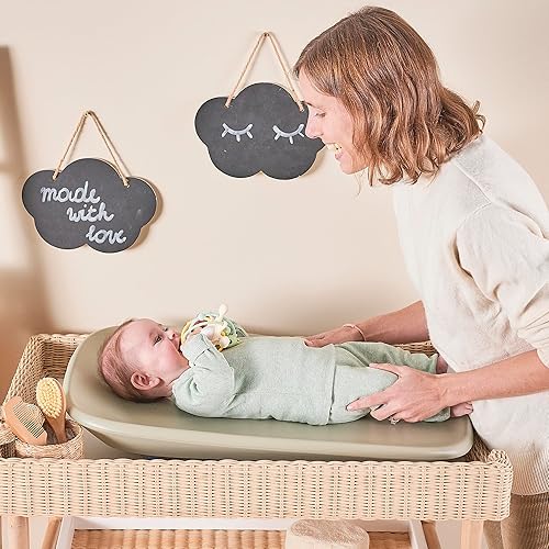 Nattou Softy Changing Pad - Wipeable Baby Changing Mat- Durable, Water-Resistant, Cocoon Shape with Honeycomb Bottom Grips BPA-Free, Assimilates Room Temperature - Grey - Jamouz