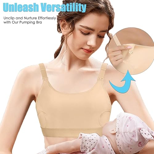 Hands Free Pumping Bra Hands-Free Breast Pump Bra Nursing Bras for Pumping Adjustable Breast-Pumps Holding and Nursing Bra (Black, Large) - Jamouz