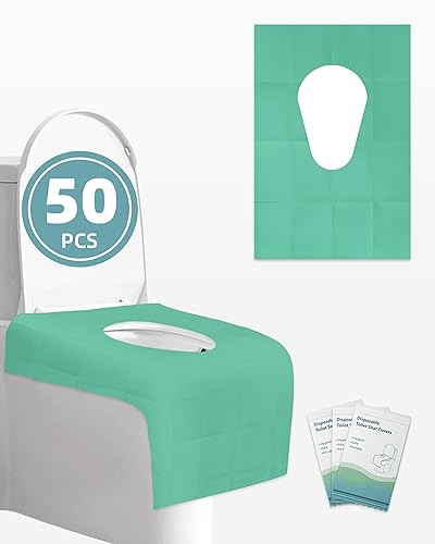 50 Pack Disposable Toilet Seat Covers 16x24 Inch Extra Large Individually Wrapped Toilet Seat Shields Travel Accessories for Adults Kids-Blue - Jamouz
