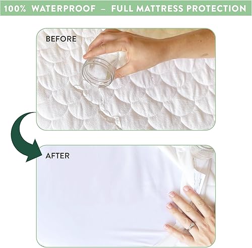 Joey + Joan Waterproof Pack and Play Mattress Pad Protector Cover – Compatible with 4moms Breeze Plus Playard, Baby Trend, Dream on Me, Pamo Babe – 2 Pack Quilted Bamboo Playard Sheets – 30' x 43' - Jamouz