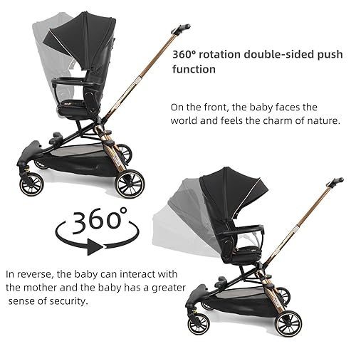 Lightweight Folding Baby Stroller, Stroller Wagon,Travel Stroller for Airplane, 360°Reversible Seat Design, Adjustable Canopy Stroller with Storage Basket, Toddler Umbrella Stroller - Jamouz