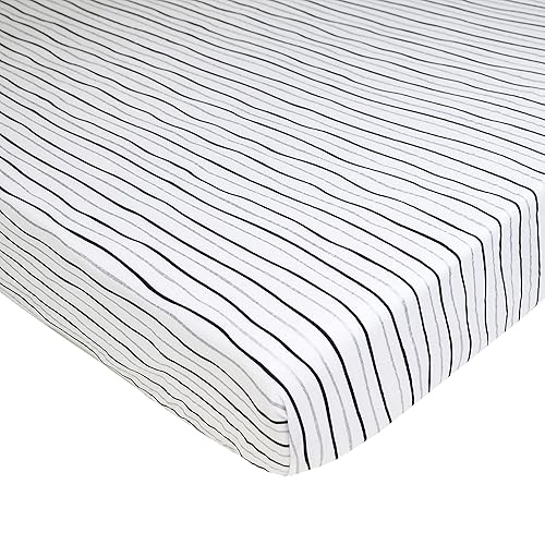 TL Care 2 Pack Fitted Pack N Play Playard Sheet 27' x 39', Soft Breathable Neutral 100% Cotton Jersey Pack and Play Sheet, Gray Star/Gray Zigzag, for Boys and Girls, Fits Most Mini Crib - Jamouz