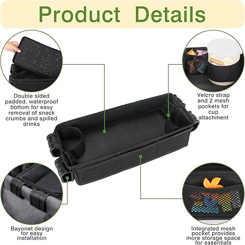 AROUY Stroller Snack Tray Attachment - Universal Stroller Snack Tray for Wonderfold Wagon W4 Accessories - Snack Tray for Kids - Easy to Clean Stroller Wagon Snack Tray with Cup Holder (L (W2 Model)) - Jamouz