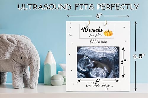 Ultrasound Picture Frame - Baby Bump Weekly Fruit and Veggie Pregnancy Tracker, Sonogram Picture Frame, Expecting Parents to be Unique Gift for Pregnant Women, Gender Reveal First Time Mom Must Have - Jamouz