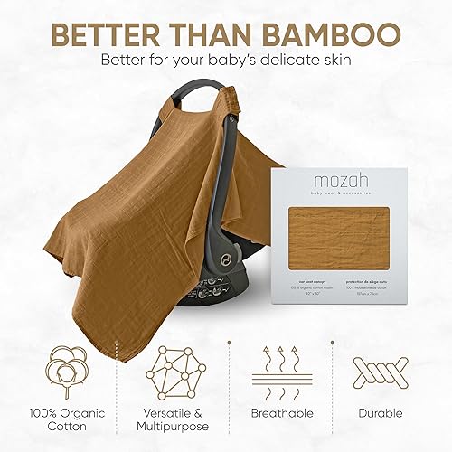 MOZAH Baby Multi-Use Cover: 9-in-1 Car Seat Covers Canopy Cover, Breathable Breastfeeding Cover, Stroller Cover & More, Boys & Girls Shower Gifts (Warm Taupe) - Jamouz