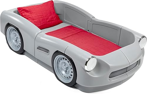 Step2 Roadster Toddler-to-Twin Bed, Transition Race Car Bed for Boys & Girls, Adjustable, Made of Durable Plastic, For Toddlers 3+ Years Old, Gray - Jamouz