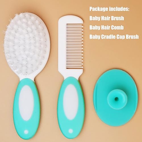 Baby Hair Brush, Cradle Cap Brush, Baby Hair Comb, Baby Hair Brush and Comb Set for Newborns & Toddlers, Baby Brush Soft Bristles, Ideal for Cradle Cap, Perfect Baby Registry Gift (Pink) - Jamouz