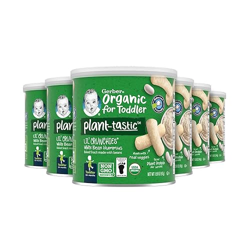 Gerber Snacks for Baby Organic Lil Crunchies, White Cheddar & Broccoli, 1.59 Ounce (Pack of 6) - Jamouz