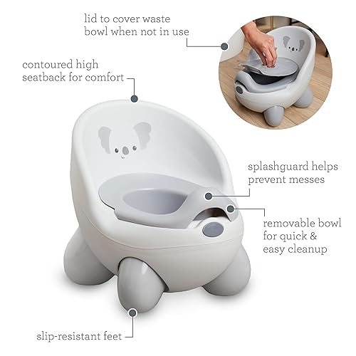 Infantino Potty Pals Potty Seat - Potty Training Toilet, Removable Bowl with Splashguard, Slip Resistant Feet, Gray Koala - Jamouz