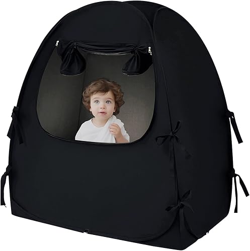 Mengersi Blackout Crib Tent Safety Pop Up Tent,Mini Crib and Pack N Play Tent Travel Crib Tent,Blackout Canopy Crib Cover, Sleep Pod for Kids Toddler Baby - Jamouz