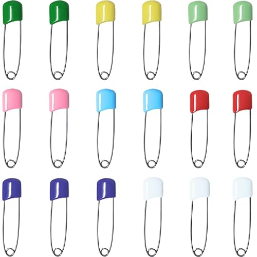 50 Pcs Diaper Pins, Plastic Head Safety Pin with Safe Locking Closures (Colorful) - Jamouz