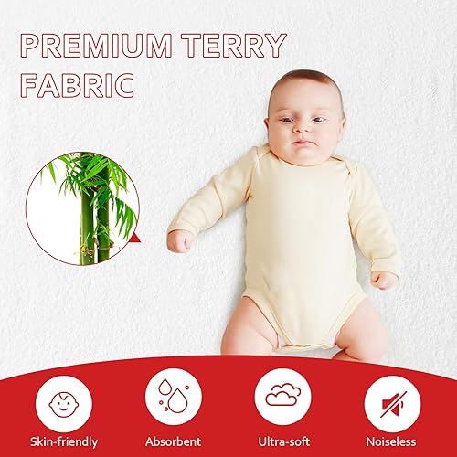 Pack and Play Sheets & Waterproof Terry Pack N Play Mattress Protector Pad Cover 4 Pack, Viscose Made from Bamboo Pack N Play Sheets Set, Grey & Navy - Jamouz