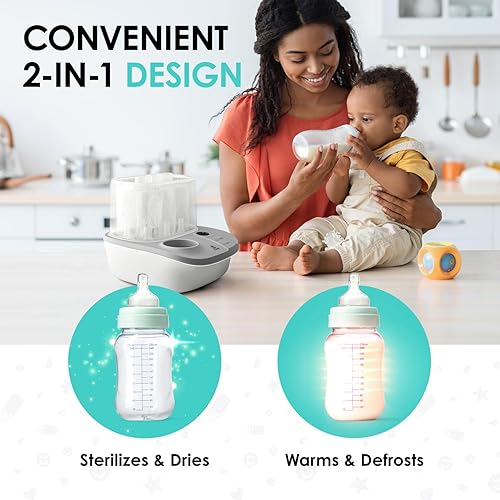 Lil' Jumbl 2-in-1 Baby Bottle Warmer & Sterilizer Dryer, Sterilizes Steams & Dries Accessories, Warms & Defrosts Milk & Formula, Temperature, Timer and Auto Shut-Off - Jamouz