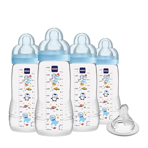 MAM Easy Active Baby Bottle 11oz, Easy Switch Between Breast and Bottle, Easy to Clean, 4+ Months, Girl - Jamouz