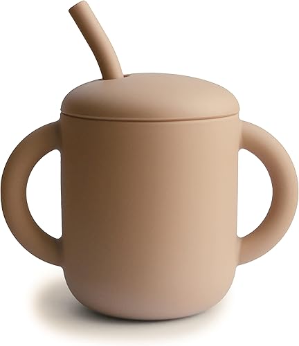 mushie 100% Silicone Training Cup & Straw for Toddlers | 6 Months+ (Soft Lilac) - Jamouz