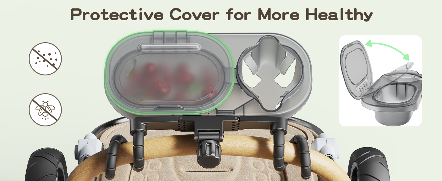 baby stroller snack tray with cover