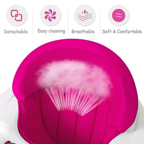 BABY JOY Baby Walker, Foldable Activity Walker Helper with Adjustable Height, Baby Activity Walker with High Back Padded Seat & Bear Toys (Gray, Star Pattern) - Jamouz