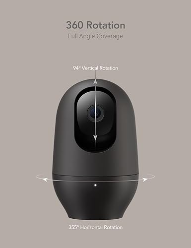 nooie Baby Monitor, Dog Camera with Phone App, 2K Cat Camera, 360 WiFi Indoor Camera for Home Security, AI Motion Tracking, Two-Way Audio, Compatible with Alexa, 2.4Ghz WiFi Only, SD or Cloud Storage - Jamouz