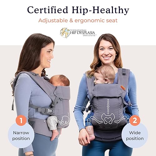 Beco Baby Carrier Gemini Newborn to Toddler-Front, Back and Hip Seat Carrier,Baby Carrier Backpack & Baby Front Carrier with Adjustable Seat,Ergonomic Baby Holder 7-35lbs (Grey) - Jamouz