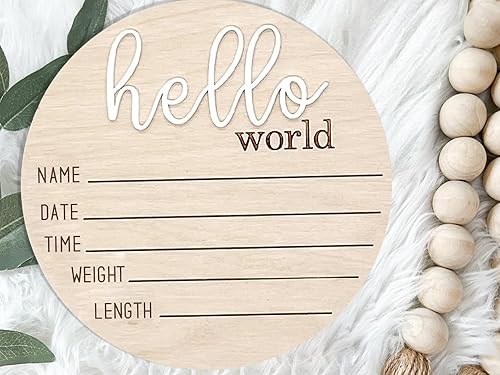 3ps Its a Boy Its a Girl Wooden Sign & Hello World - Gender Reveal, Acrylic Boy or Girl Announcement, Birth Announcement for Hospital, He or She Photography Prop, Boho Gender Reveal Decor - Jamouz