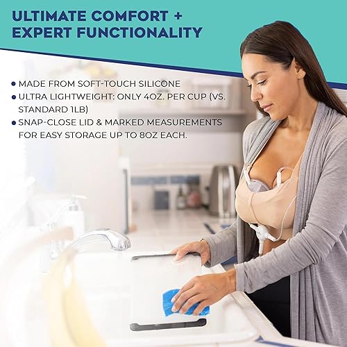 BabyBuddha Hands Free Milk Collection Cups for Breast Pump, 8 Fl Oz per Cup, Milk Containers, Compatible with BabyBuddha Breast Pump, Wearable Cups, Small, 2 Pack (22 to 24mm) - Jamouz