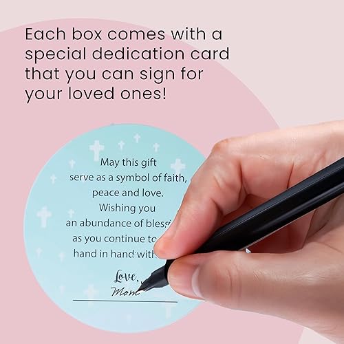 Sweet Treasures Gift – Baptism Gifts for Boys, First Rosary with Ceramic Keepsake Box and Card, Catholic Communion Gift, Christening and Baby Shower Rosary Beads, Blue - Jamouz