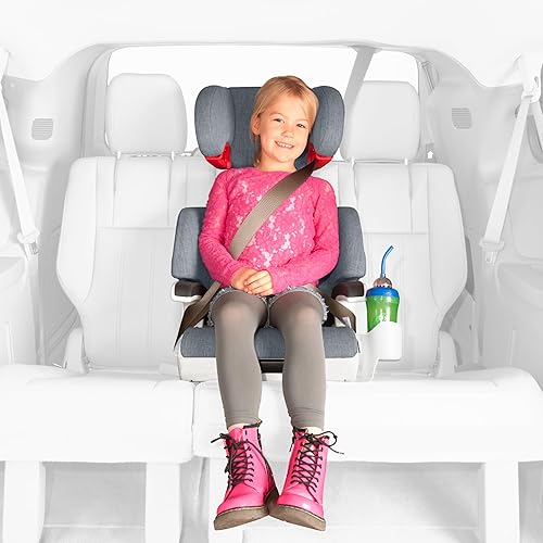 Clek Oobr High Back Booster Seat with Adjustable Headrest, Reclining Design, Latch System, and Retardant-Free Fabric, Railroad - Jamouz