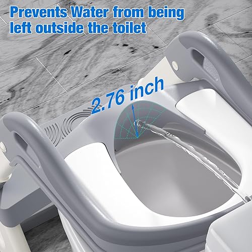 Potty Training Toilet Seat with Step Stool Ladder, Detachable Triangular Stabilized Base 2-IN-1 Toddler Toilet Seat with Splash Guard, Anti-Slip Pad, and Step Stool (Elegant Grey) - Jamouz