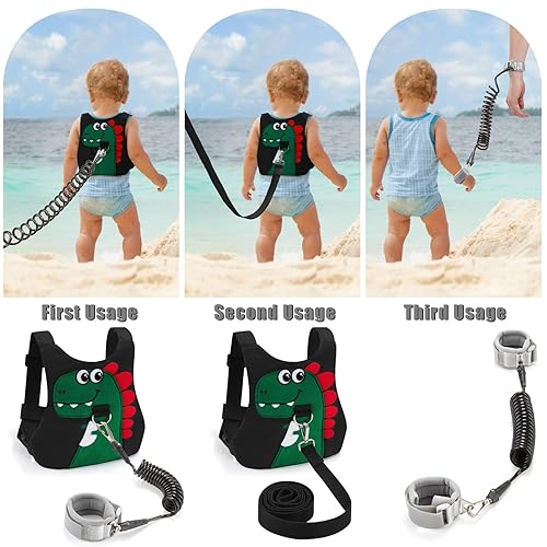 Toddler Leash-Baby Walking Safty Harness and Child Anti Lost Wrist Link for Girls/Boys Travel (Green) - Jamouz