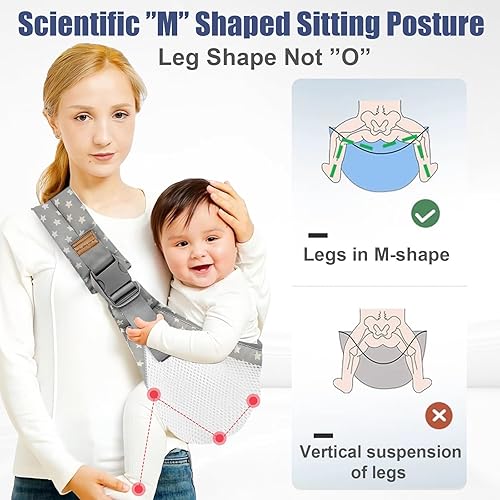 Baby Sling,Baby Sling Carrier,Toddler Carrier,Carrier for 10-30lbs,Lightweight and Non-Slip Hip Seat(Black) - Jamouz