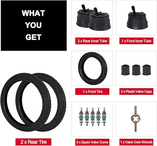 16' Back and 12' Front (2+1) Wheel Replacement Inner Tubes,Stroller Tire Tube Replacement for Compatible with Revolution SE/Pro/Flex/SU(Rear 16×1.75/2.125, Front 12/12.5×1.75/2.25) - Jamouz