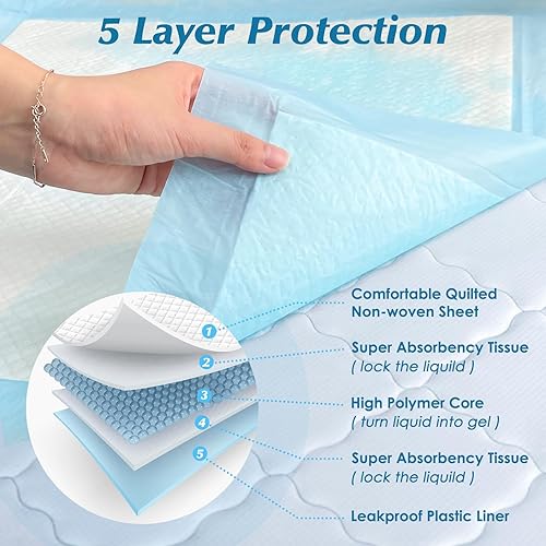 50 Count 30” x 36” Super Absorbency Disposable Underpads, Leakproof Quick Drying, Baby Puppy & Adults Bed Pads Disposable Adults, Dog Pee Pads Extra Large, XXL Incontinence Pads - Jamouz
