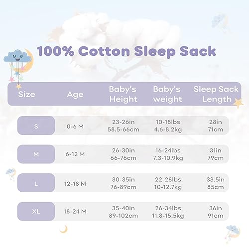 Yoofoss Baby Sleep Sack 6-12 Months Wearable Blanket for Babies 100% Cotton 2-Way Zipper TOG 0.5 Toddler Sleeping Sack 3 Pack, Soft Lightweight Sleep Sacks - Jamouz