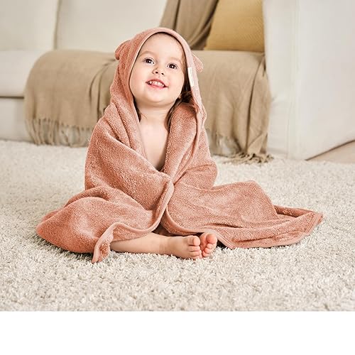 Toddler Bath Towel - Viscose from Bamboo & Cotton Blend for Delicate Skin - Super Soft Thick 600GSM - Ideal Toddler Boy and Girl Bath Essentials 35'x35' Bath Towel - Baby Towel with Hood - Jamouz