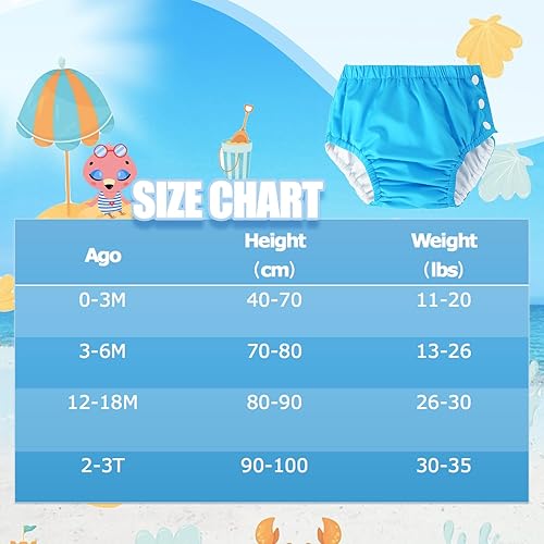 Baby Newborn Reusable Swim Diapers Washable Toddler Swim Diaper Unisex Infant Swimming Diapers Hot Pink, 6-18 Months - Jamouz