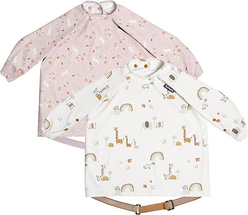 BIBaDO - Long Sleeve Baby Bibs - Babies & Toddlers 6-36 Months - Coverall Baby Led Weaning Bib - Easy Wipe, Soft & Waterproof - Jamouz