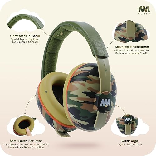 Mumba Baby Ear Protection Noise Cancelling Headphones for Babies and Toddlers Baby Earmuffs - Ages 3-24+ Months - Jamouz