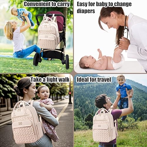 Diaper Bag Backpack,Stylish Baby Diaper Bag,Waterproof Travel Diaper Backpacks Baby Bags with Changing Pad,Stroller Straps,Insulated Pockets (Khaki) - Jamouz